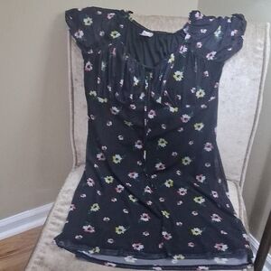No Boundaries Blue and White Ruffled Blouse